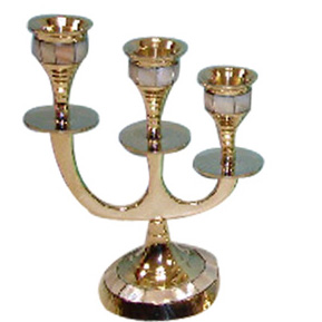 Candelabro 3 brazos Metal y Nacar