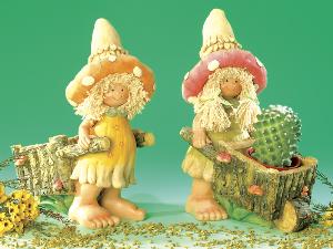 Duende de los Hongos con carretilla - Grande